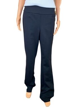 7th Ave Design Studio Dress Pants High Rise Black Stretch Pull On SZ Med Tall